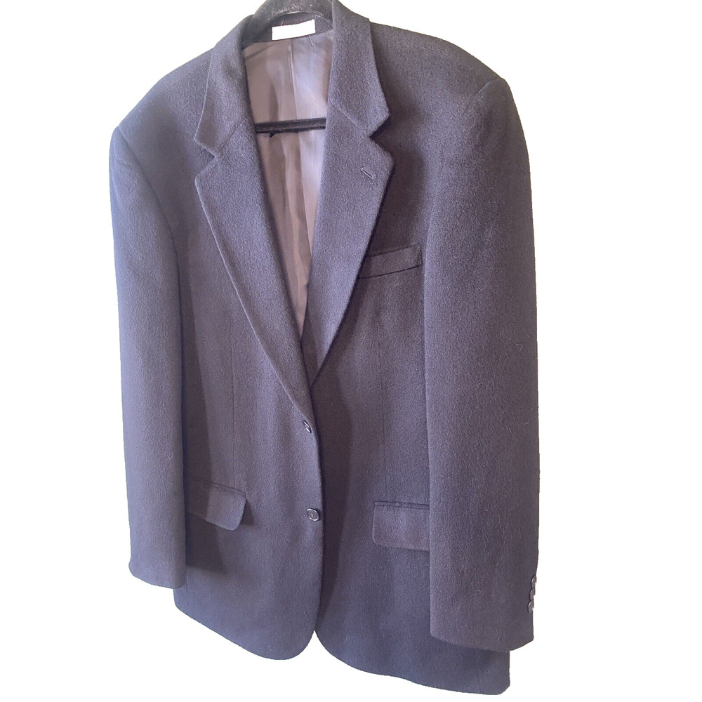 Blazer Mens Size 42L 100% Camel Hair Black Business Casual Party Sportscoat - Picture 15 of 15